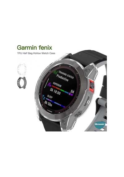 Garmin Fenix 6 Pro İçin Kılıf 360 Full Round Soft Silicone Şeffaf Fenix 6 Pro İle Uyumlu Kılıf - Şeffaf