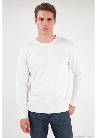Buratti Pamuklu Relaxed Fit Bisiklet Yaka Sweat Erkek Sweat 5901257 Ekru
