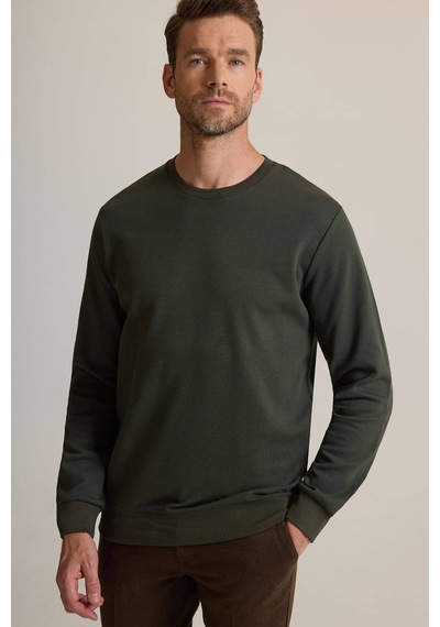 Ysf Erkek Yeşil Bisiklet Yaka Pamuklu Sweatshirt