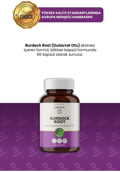 Erbatab Dulavrat Otu Burdock Root Ekstresi 60 Kapsül