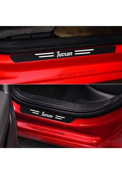 Hyundai Tucson Araç Kapı Ve Bagaj Eşiği Koruyucu Set Karbon Folyo Çizilme Engelleyici Tucson Yazılı