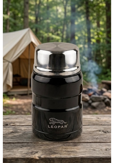 Cooker Leopar 500 Ml Kaşıklı Yemek Termosu Yk1829 Siyah