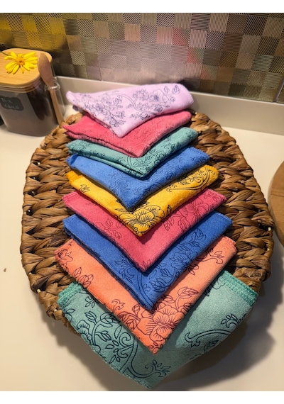 3 Adet Microfiber Çiçek Desenli Mutfak Temizlik Bezi 30 30 Leke Tutmaz Koku Yapmaz Diğer