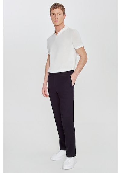 Altınyıldız Classıcs Erkek Sıyah Regular Fit Normal Kesim Yan Cepli Armürlü Casual Pantolon Siyah