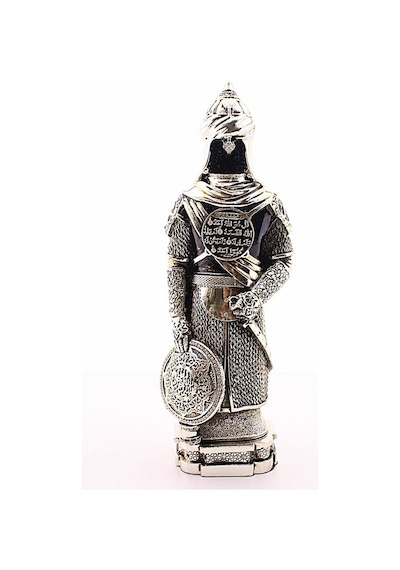 3 Boyut Büyük Boy 32 Cm Zırhlı Cevşen Ayetli Asker Gümüş Biblo Polyester Üzerine Metal Kaplama Biblo
