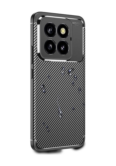 Xiaomi Mi 14 Pro Kılıf Karbon Görünümlü Silikon Kamera Korumalı Üstün Koruma Pazarplus Siyah