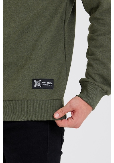 MMetalic Bisiklet Yaka Etiket Detayı İçi Pamuklu Erkek Sweatshirt Haki