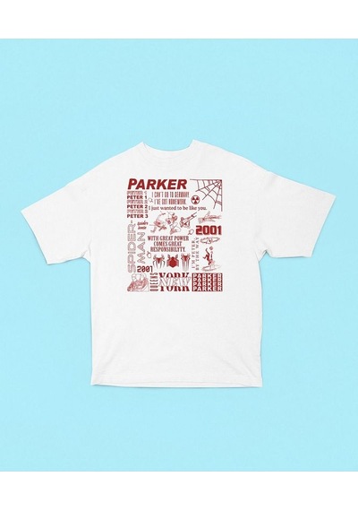 Peter Parker 2001 Spider-man Baskılı Unisex Oversize Marveel Tişö Beyaz