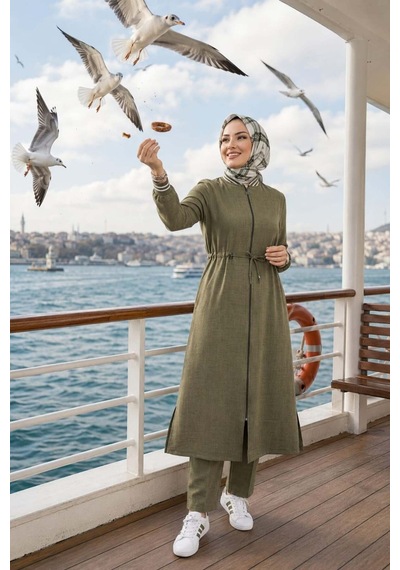 Hb Harma Time Butik Kadın Ribanalı Fermuarlı Keten Tunik Pantolon Haki İkili Takım Haki Haki Hb Harma Time Butik Kadın Ribanalı Fermuarlı Keten Tunik Pantolon Haki İkili Takım Haki Haki