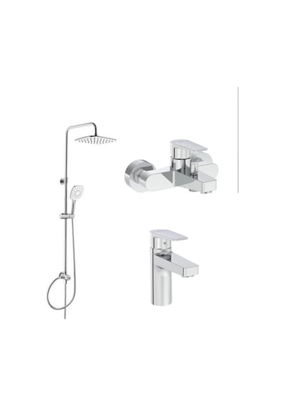 Artema Flow Square Krom Banyo Bataryası + Lavabo Bataryası + Artema LS20 Joy 3S Robot Tepe Duş Seti Krom