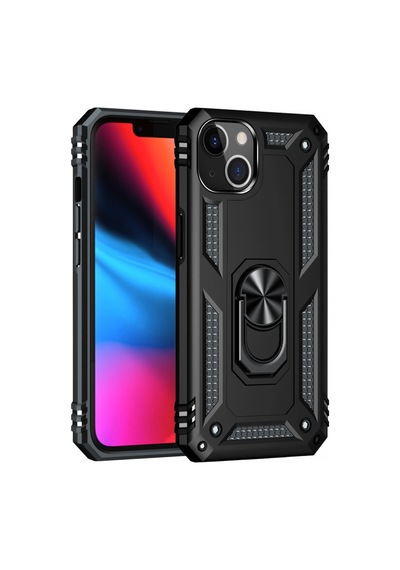Apple iPhone  Uyumlu- 14 Plus Kılıf Sofya Yüzüklü Silikon Kapak - Siyah