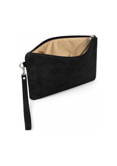 Adelina Bags Süet Portföy El Çantası Bilek Askılı Astarlı Clutch Çanta Siyah