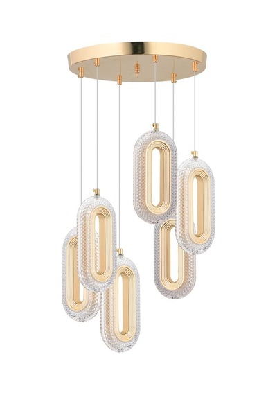 İstanbul Avize Alfa 6'li Gold Kristal Taşlı Avize Gold
