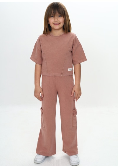 Toontoy Kids Toontoy Kız Çocuk Yıkamalı Crop Eşofman Takım Bordo