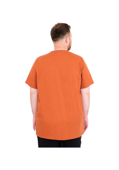 Mode Xl Büyük Beden Erkek T-shirt Bisiklet Yaka Basic U25162 Tarçın Kahverengi