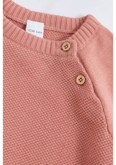 LC Waikiki Lcw Baby Pembe Bisiklet Yaka Kendinden Desenli Erkek Bebek Triko Kazak
