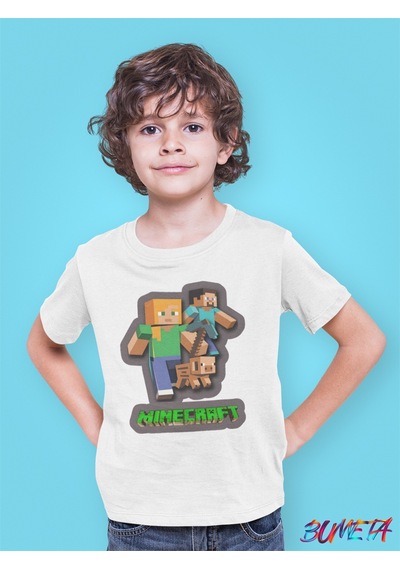 Bumeta Minecraft Alex Steve Karakter Characters Oyun Game Çocuk Tişört T-shirt 001