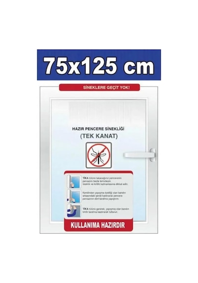 Pencere Sinekliği, Yapışkan Bantlı Tek Kanat 75x125 Standart