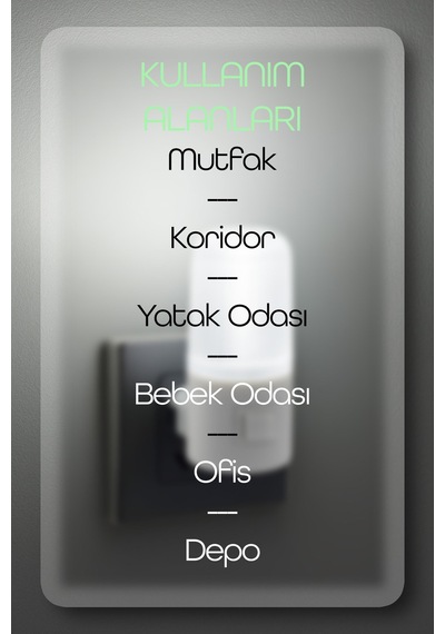 Gece Lambası Silindir Tip On/off Tuşlu Koridor Hol Işığı Uyuma Işığı Beyaz Işık Beyaz Gc08 Beyaz