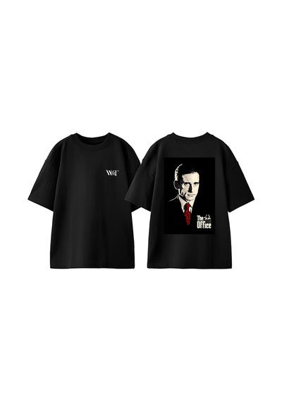 Thewert The Office 2 Tasarım Sırt Baskılı Pamuk Siyah Oversize T-shirt