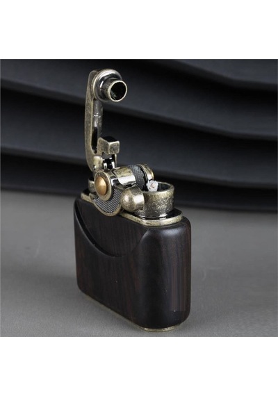 Sm-090t Vintage Benzinli Ahşap Çakmak Siyah Bronz