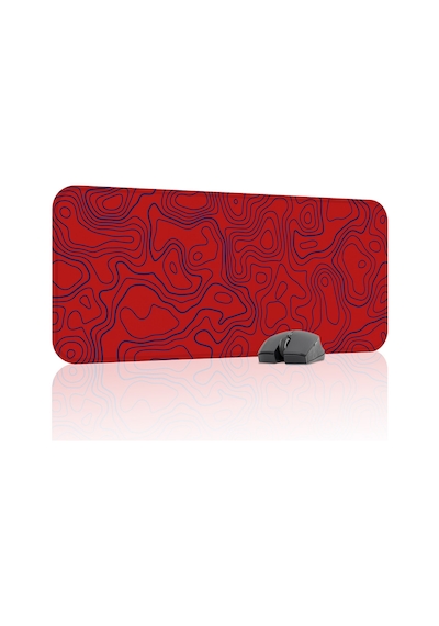 Kırmızı Lacivert 70x30 Taraftar Gaming Oyuncu Mouse Pad Kaymaz Taban Büyük Fare Altlığı Topography