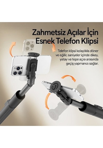 Ulanzi Mt86 Otomatik Açılır Telefon Tripodu Selfie Çubuğu Siyah - S023
