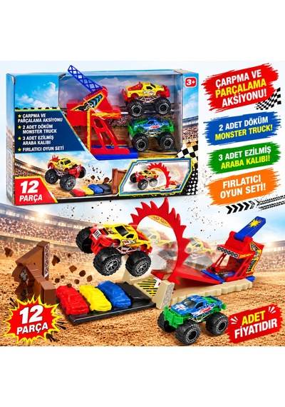 Snt31206 12 Pcs Monster Truck Oyuncak Kırmızı