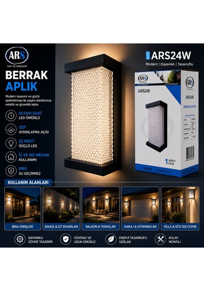 Ip66 50.000 Saat Led Ömrü 22w Berrak Led Aplik Duvar Lambası Ars-348954 Çok Renkli
