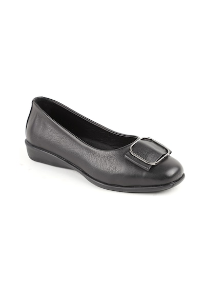 Libero L076.3101 Hakiki Deri Tokalı Esnek Kauçuk Taban Kadın Loafer Casual Ayakkabı Siyah