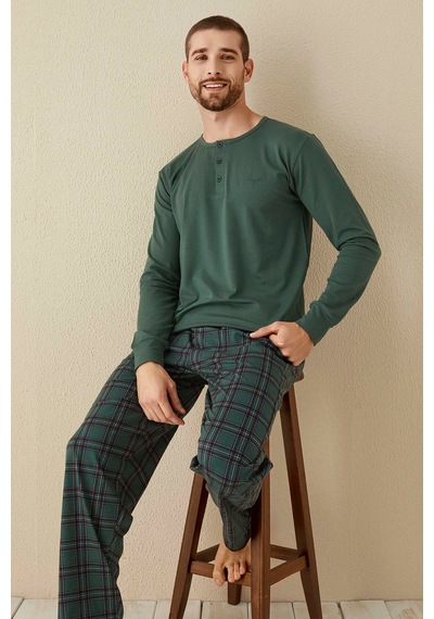 Aydoğan Erkek Civan Patlı Modal Çağla Yeşil Pijama Takımı 3337 Yeşil