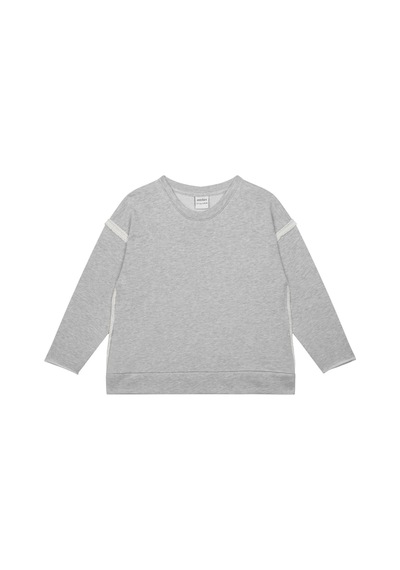 Antebies Organik Gri Kontrast Detaylı Uzun Kollu Manşetli Erkek Çocuk Sweatshirt