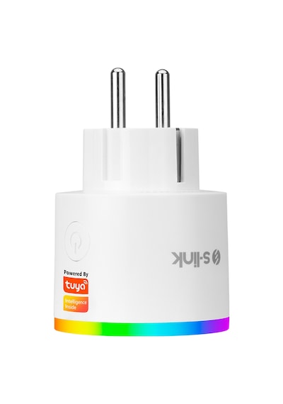S-Link Swapp SL-03 16A Akım Korumalı Akıllı Priz RGB Işıklı 2.4 G Wifi TUYA Destekli Beyaz