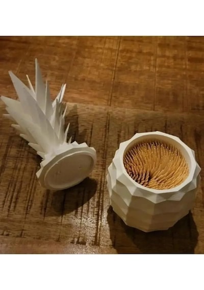1 Adet Kapaklı Ananas Şekilli Kürdanlık, Kürdan Kutusu, Kurdanlık Saklama Kabı, Organizer, Ascv