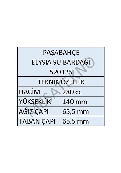 Paşabahçe 520125 Elysia Su Meşrubat Bardağı 280 Cc - 12 Adet Şeffaf