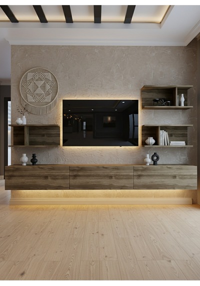 Resital Ledli Duvara Monte Tv Sehpası - Ceviz - W6011-2 Ceviz