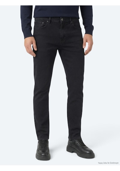 Kip Siyah Slim Fit Denim Pamuk Karışımlı Pantolon