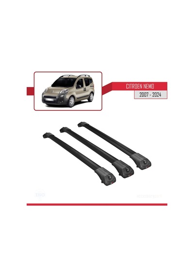 Citroen Nemo 2007 Ve Sonrası İle Uyumlu Ace-1 Ara Atkı Tavan Barı Siyah 3 Adet Bar