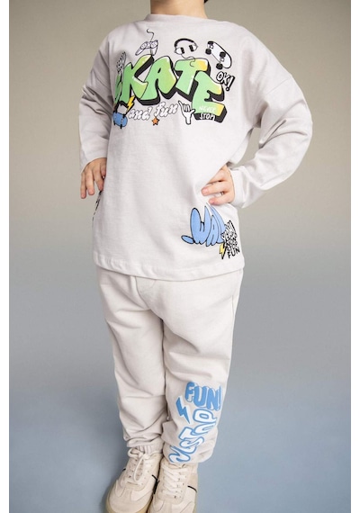 Defacto Baggy Fıt Baskılı Pantolon Erkek Bebek G9964a526spgr503 Gri-gr503