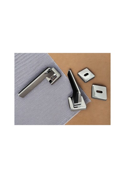 Duo Zamak Zk06 Mat Siyah Krom Kare Rozetli Oda Kapı Kolu Çift Renk 1 Takım
