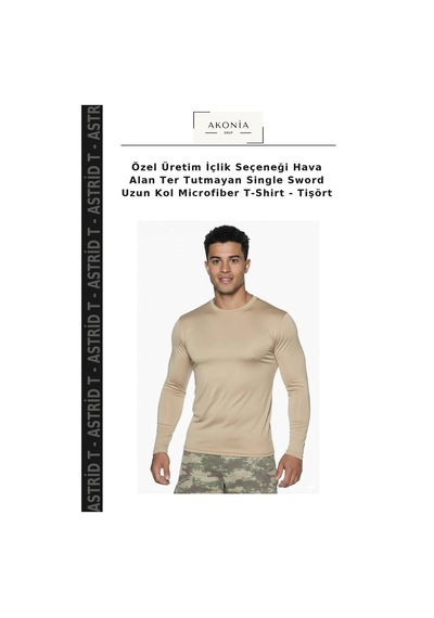 Astrid T Özel Üretim İçlik Seçeneği Hava Alan Ter Tutmayan Single Sword Uzun Kol Microfiber T-shirt - Tişört Diğer