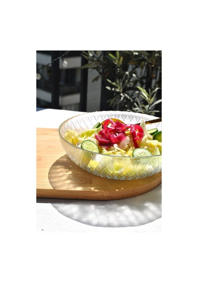 1 Adet Cam Şeffaf 20 Cm Salata Kasesi Orta Boy Salata Tabağı Kase 20 Cm