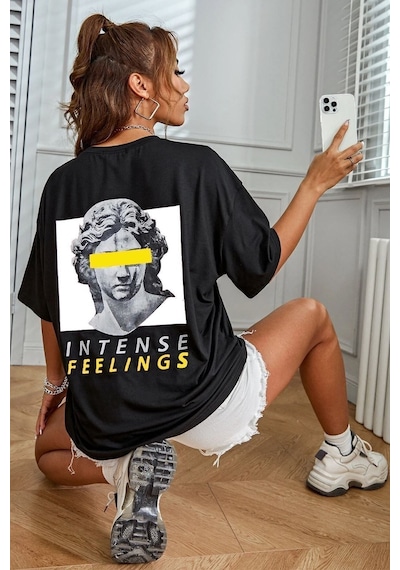 Uyguntarz Unisex Aesthetic Baskılı Tshirt Siyah