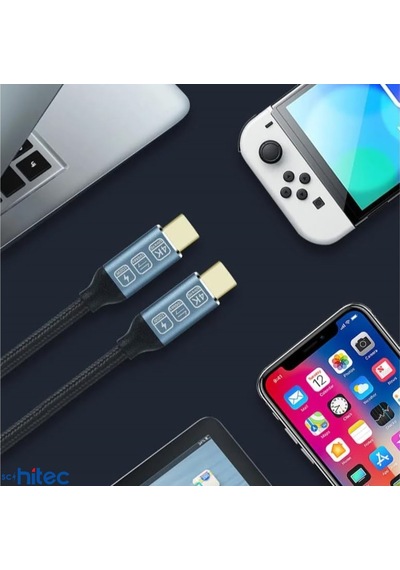 Philips Uyumlu 5A 100W UsbA to Type-C Örgülü 1.2M Hızlı Şarj Kablosu+ ScHitec Type-C to UsbA 3.0 Dönüştürücü Adaptör
