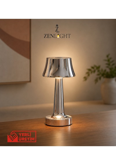 Zenlight Metal Dokunmatik Şarjlı Masa Lambası Gümüş