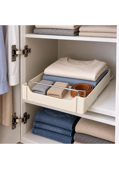 Dolap İçi Raylı Organizer Çekmece 34 X 27 X 6,5 Cm, Çekilebilir Plastik Dolap Düzenleyici, Mutfak Banyo Dolap İçi Organizer, Raylı Saklama Sepeti Büyük Çok Renkli