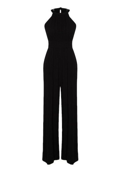 Ersefa Kadın Moda Reglan Kol Boru Paça Halter Yaka Uzun Beli Büzgü Detay Siyah