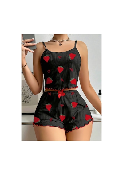 Lily Bianca Nightwear Askılı Göbek Kısmı Dekolteli Fiyonk Detaylı Ve Şortlu Penye Gecelik Siyah Lily Bianca Nightwear Askılı Göbek Kısmı Dekolteli Fiyonk Detaylı Ve Şortlu Penye Gecelik Siyah