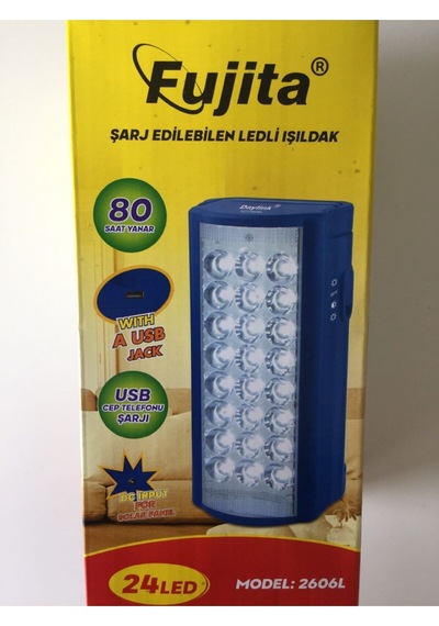 2606 Model Usb Şarj Çıkışlı Süper 18 Led Akülü Şarj Edilebilen Ledli Işıldak Mavi