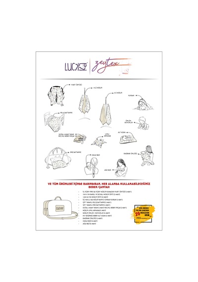 Luckka 29 Parça Müslin Bebek Bakım Çantası - Müslin Set - Ztçanta